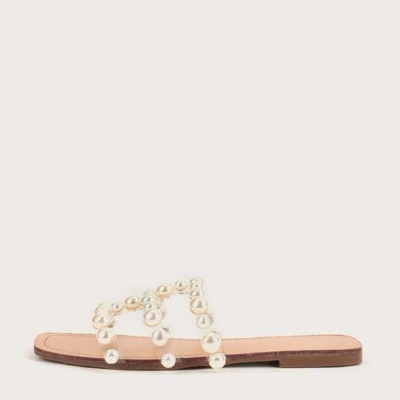 Faux Pearl Decor Slide Sandals - Picture 6 of 7